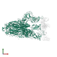 Spike glycoprotein in PDB entry 7yvg, assembly 1, front view.