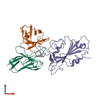 PDB entry 7yvh coloured by chain, front view.