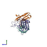 PDB entry 7yvh coloured by chain, side view.