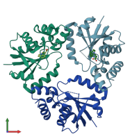 PDB entry 7yya coloured by chain, front view.