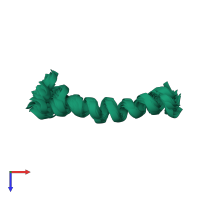 PDB entry 7yyi coloured by chain, ensemble of 50 models, top view.