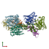 PDB entry 7yyl coloured by chain, front view.