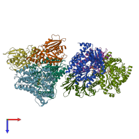 PDB entry 7yyl coloured by chain, top view.