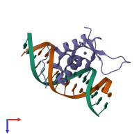 PDB entry 7yzf coloured by chain, top view.
