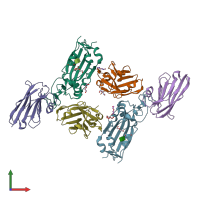 PDB entry 7z1c coloured by chain, front view.