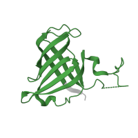The deposited structure of PDB entry 7z1n contains 1 copy of Pfam domain PF03870 (RNA polymerase Rpb8) in DNA-directed RNA polymerases I, II, and III subunit RPABC3. Showing 1 copy in chain H.