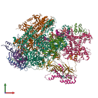 PDB entry 7z1n coloured by chain, front view.