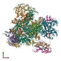 PDB entry 7z1o coloured by chain, front view.