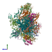 PDB entry 7z1o coloured by chain, side view.