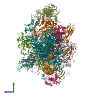 PDB entry 7z2z coloured by chain, side view.