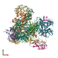 PDB entry 7z30 coloured by chain, front view.