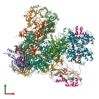 PDB entry 7z31 coloured by chain, front view.
