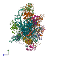 PDB entry 7z31 coloured by chain, side view.