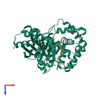 PDB entry 7z5u coloured by chain, top view.