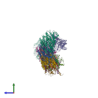 PDB entry 7z7v coloured by chain, side view.