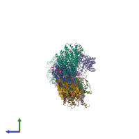 PDB entry 7z80 coloured by chain, side view.