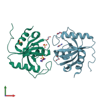 PDB entry 7z8p coloured by chain, front view.