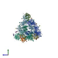 PDB entry 7z9r coloured by chain, side view.