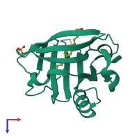 PDB entry 7z9z coloured by chain, top view.