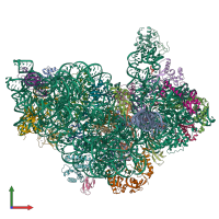 PDB entry 7zag coloured by chain, front view.