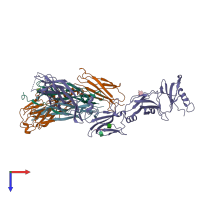 PDB entry 7zan coloured by chain, top view.