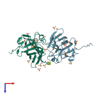 PDB entry 7zc9 coloured by chain, top view.