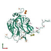 PDB entry 7zcn coloured by chain, front view.