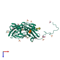 PDB entry 7zcn coloured by chain, top view.