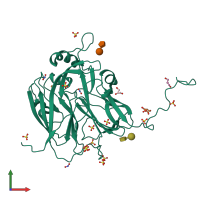 PDB entry 7zcr coloured by chain, front view.