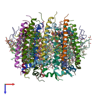 PDB entry 7zcu coloured by chain, top view.