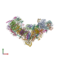 PDB entry 7zdh coloured by chain, front view.