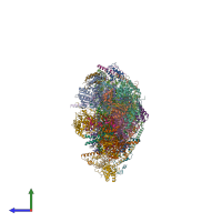 PDB entry 7zdh coloured by chain, side view.