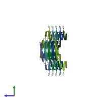 PDB entry 7zh7 coloured by chain, side view.