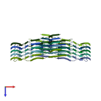 PDB entry 7zh7 coloured by chain, top view.