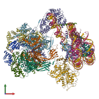 PDB entry 7zi4 coloured by chain, front view.