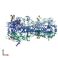 PDB entry 7zj8 coloured by chain, front view.