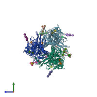 PDB entry 7zj8 coloured by chain, side view.