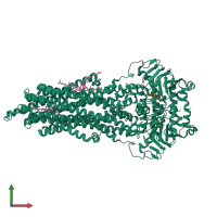 Monomeric assembly 1 of PDB entry 7zk5 coloured by chemically distinct molecules, front view.