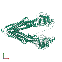 PDB entry 7zkb coloured by chain, front view.