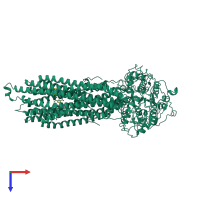 PDB entry 7zkb coloured by chain, top view.