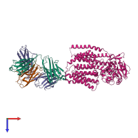 PDB entry 7zlh coloured by chain, top view.