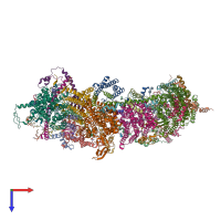 PDB entry 7zm8 coloured by chain, top view.
