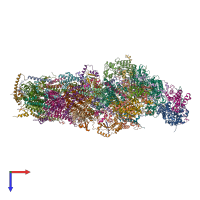 PDB entry 7zmg coloured by chain, top view.