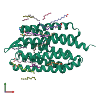 PDB entry 7zov coloured by chain, front view.