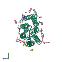 PDB entry 7zov coloured by chain, side view.