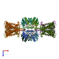 PDB entry 7zpr coloured by chain, top view.