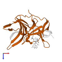 Serine protease NS3 in PDB entry 7zq1, assembly 1, top view.