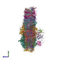 PDB entry 7zqc coloured by chain, side view.