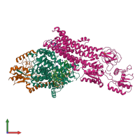 PDB entry 7zrj coloured by chain, front view.