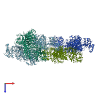 PDB entry 7zsk coloured by chain, top view.